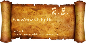 Radvánszki Erik névjegykártya